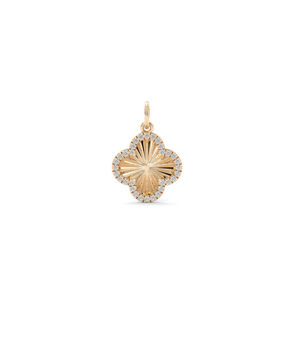 Fluted Clover Charm rose gold featuring dimensional leaf texture alternate view