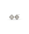 Fluted Clover Stud Earrings white gold with lucky charm motif