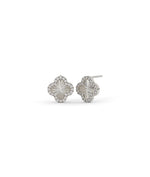 Fluted Clover Stud Earrings white gold with lucky charm motif