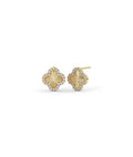 Fluted Clover Diamond Stud Earrings