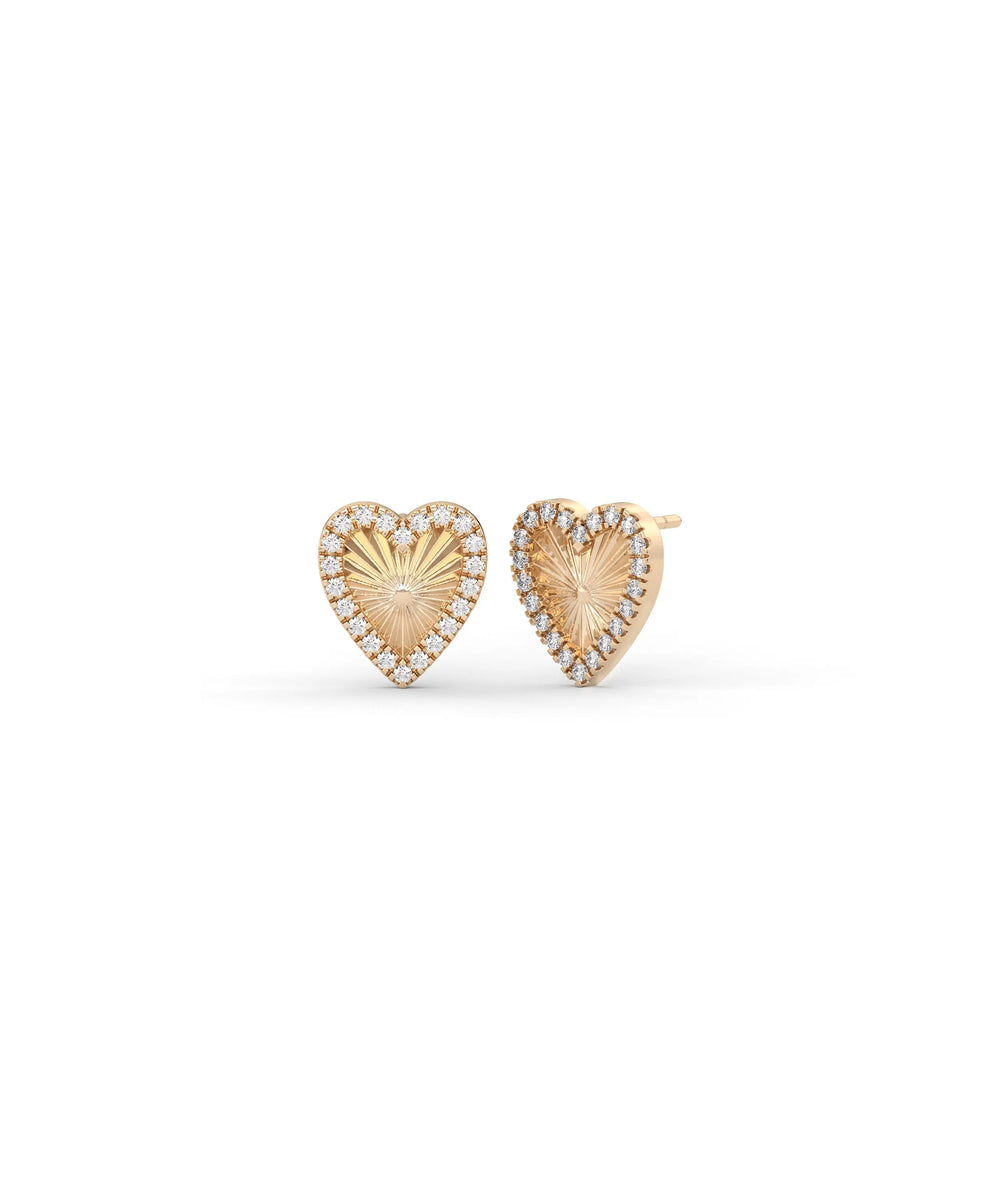 Fluted Heart Stud Earrings rose gold featuring romantic motif