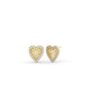 Fluted Heart Stud Earrings front view yellow gold with diamond hearts