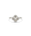 Fluted Clover Ring white gold with lucky charm motif and diamonds