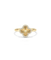 Fluted Clover Ring front view yellow gold with diamond clover design