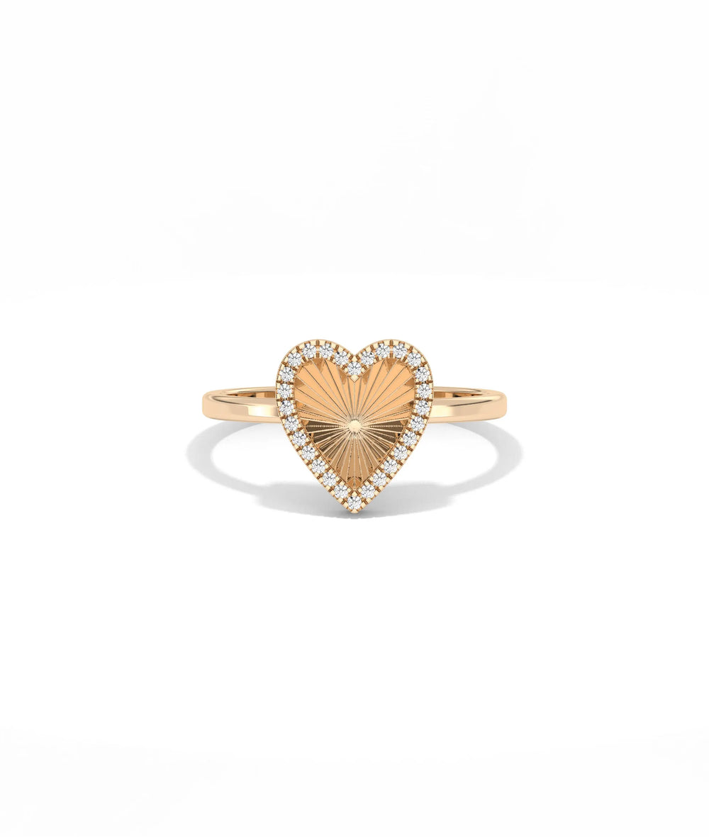 Fluted Heart Ring rose gold band featuring romantic design