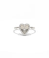 Fluted Heart Ring white gold with sparkling heart centerpiece
