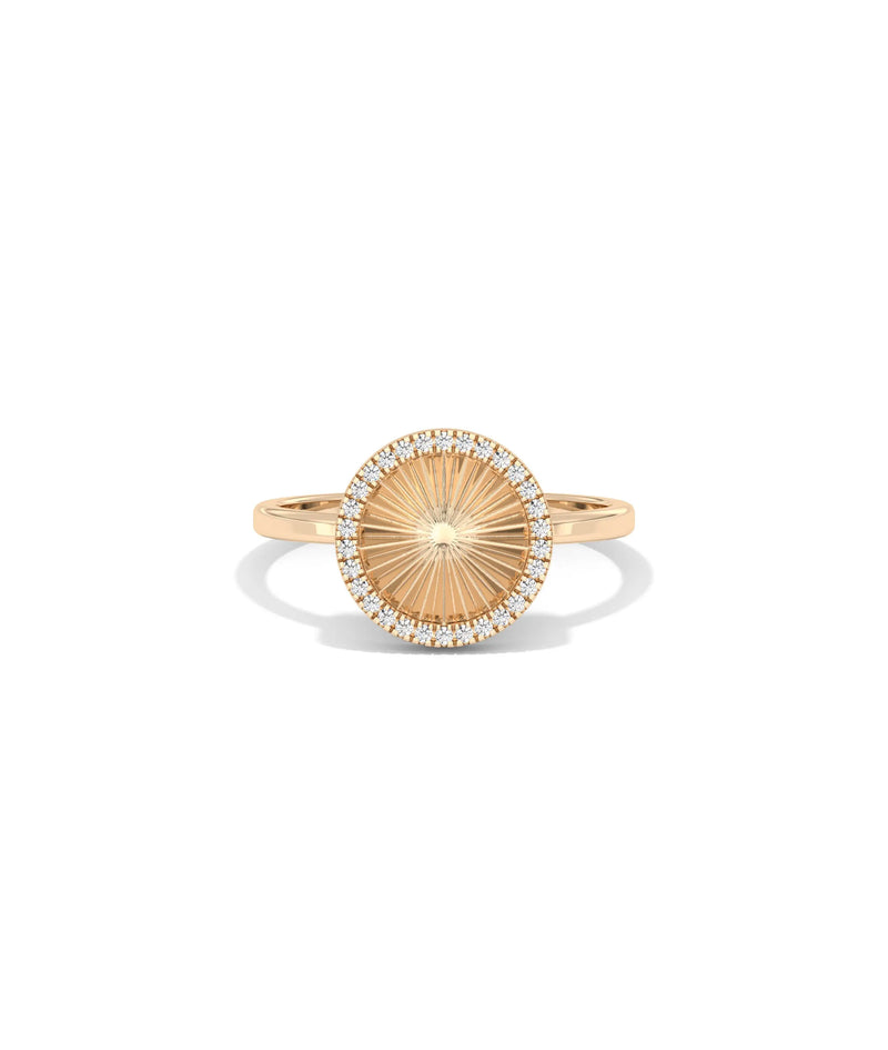 Fluted Circle Ring rose gold band with fluted texture