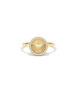 Fluted Circle Ring front view yellow gold with diamond accents