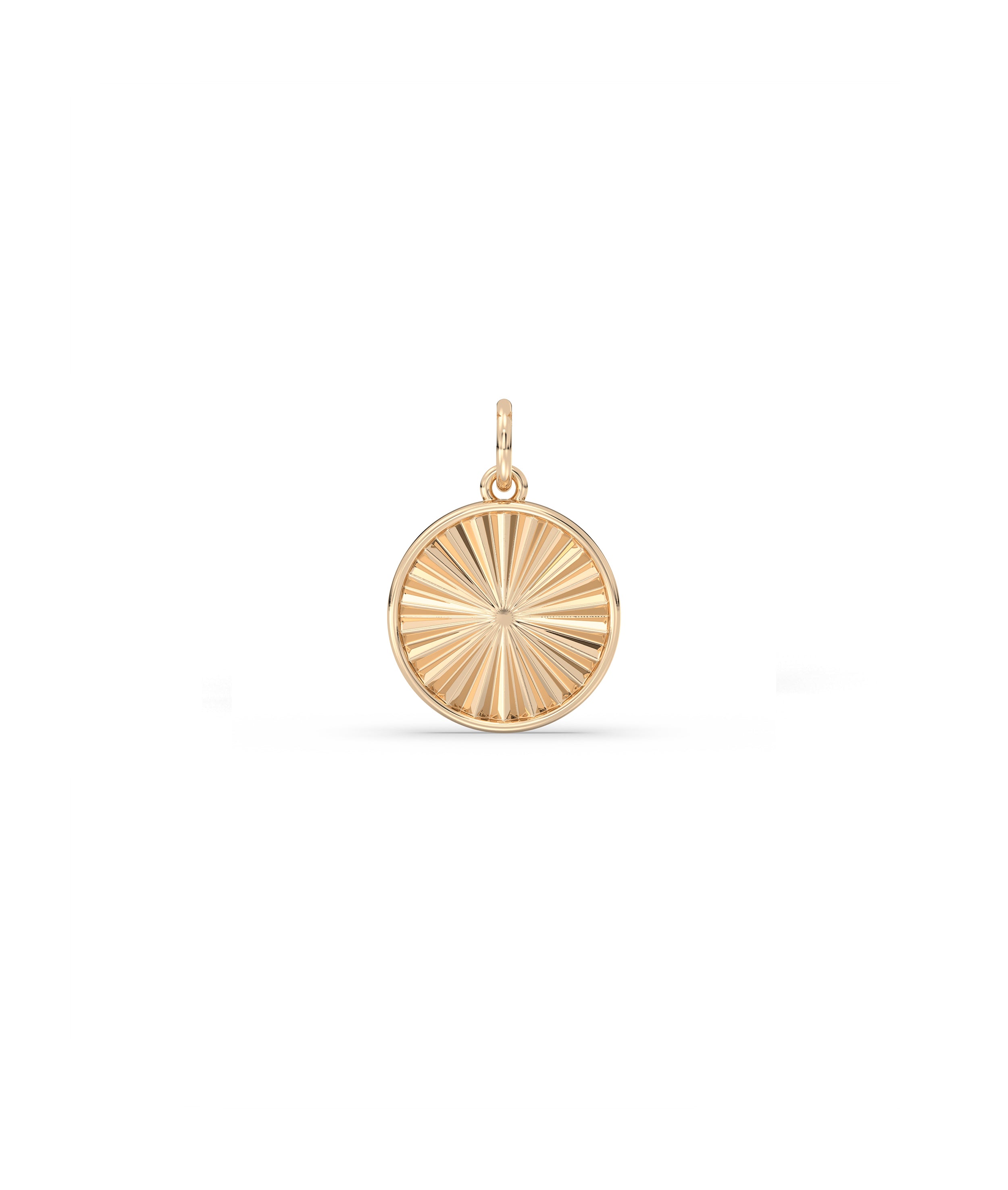 Fluted Circle Charm Minimalist Gold Pendant