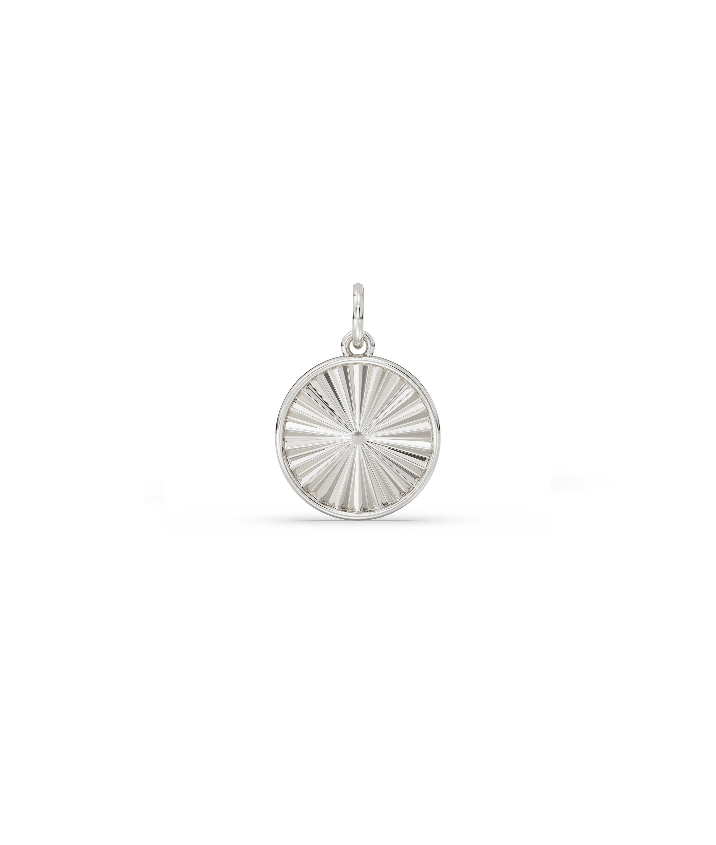 Fluted Circle Charm Minimalist Gold Pendant