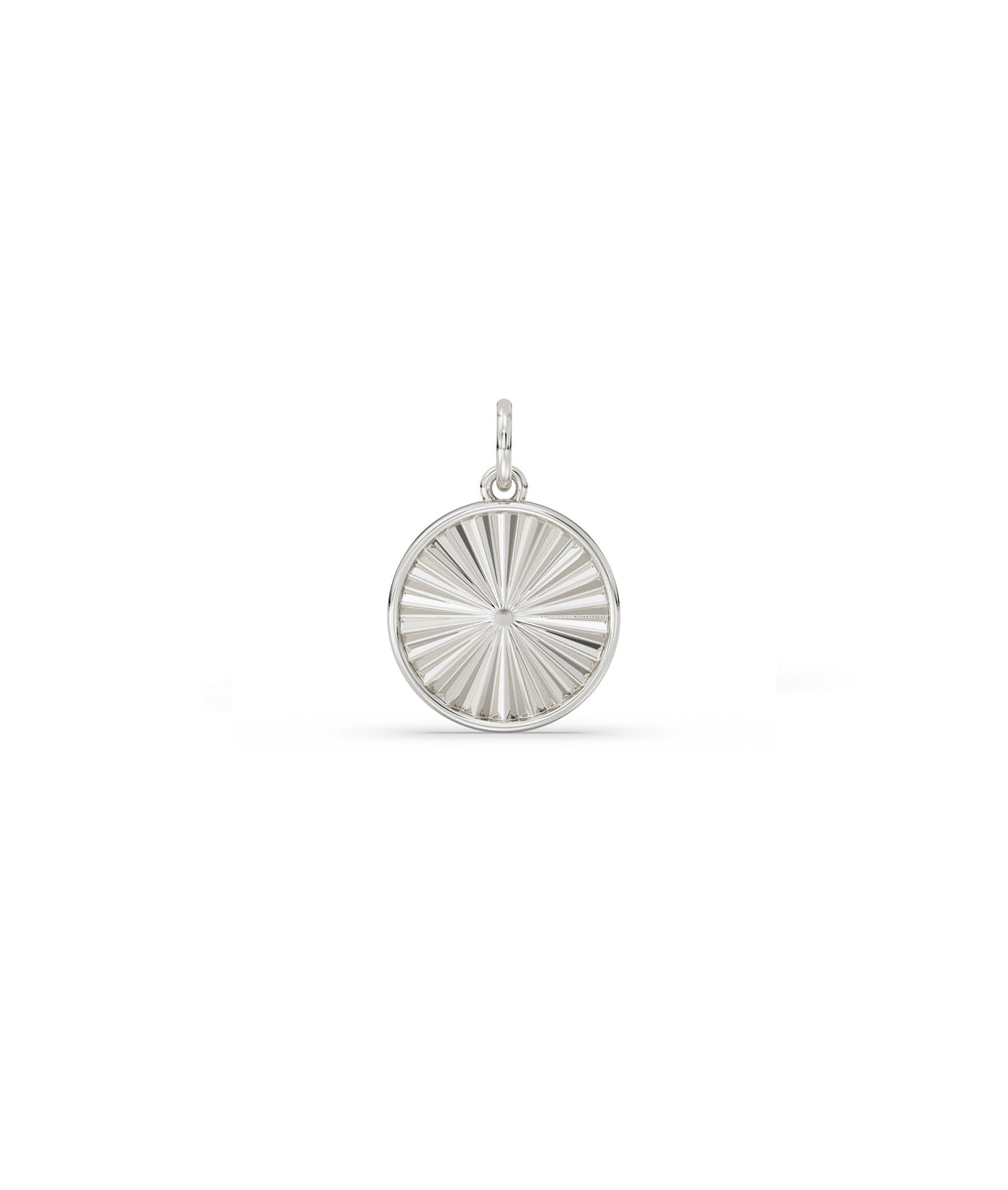 Fluted Circle Charm Minimalist Gold Pendant