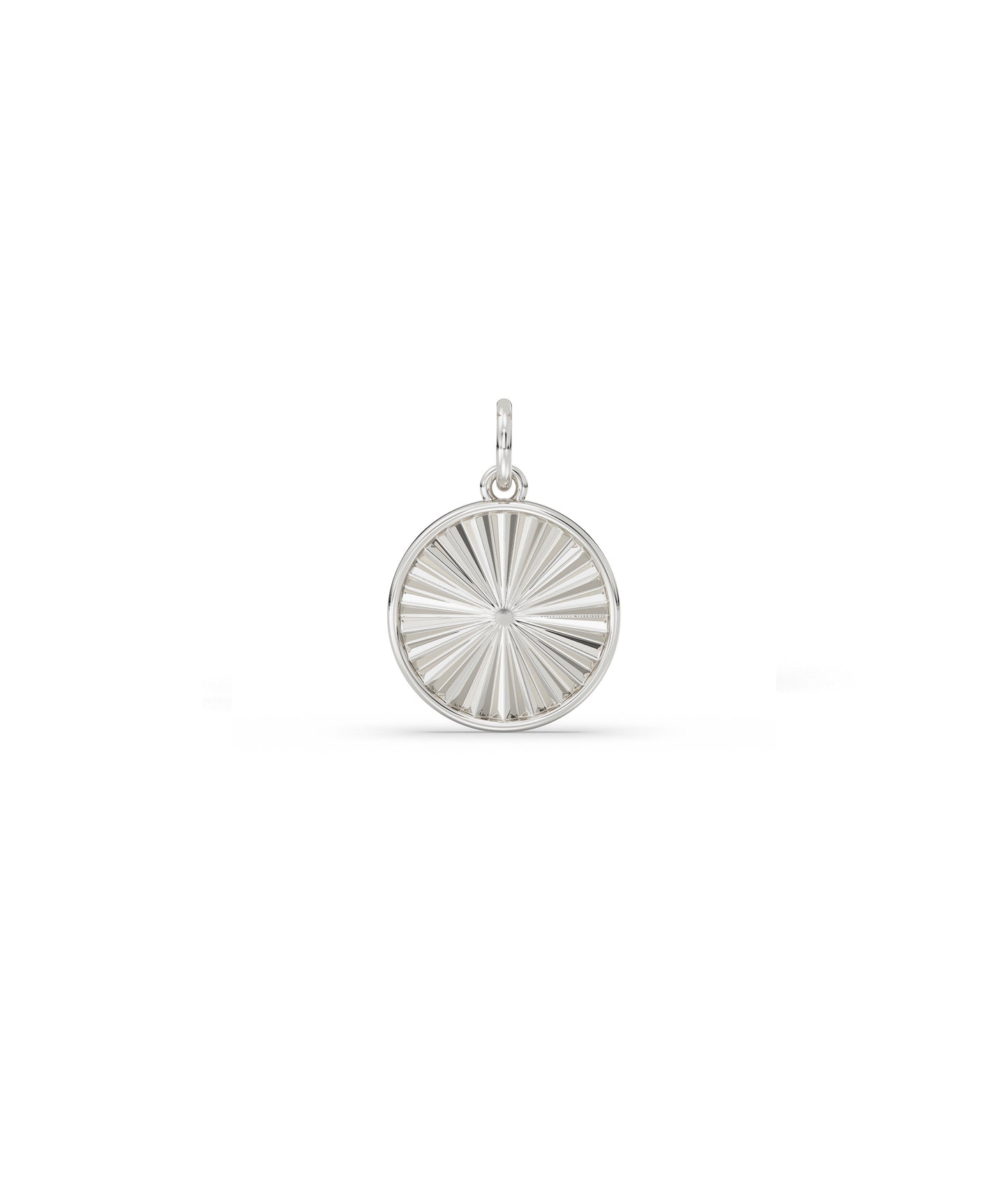 Fluted Circle Charm Minimalist Gold Pendant