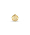 Fluted circle charm front view in yellow gold with delicate 15mm size