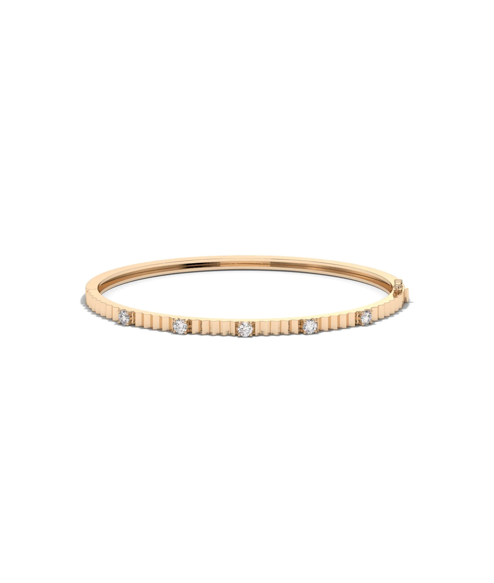 Rose gold fluted station diamond bangle delicate design with balanced sparkle