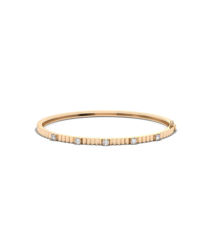 Rose gold fluted station diamond bangle delicate design with balanced sparkle