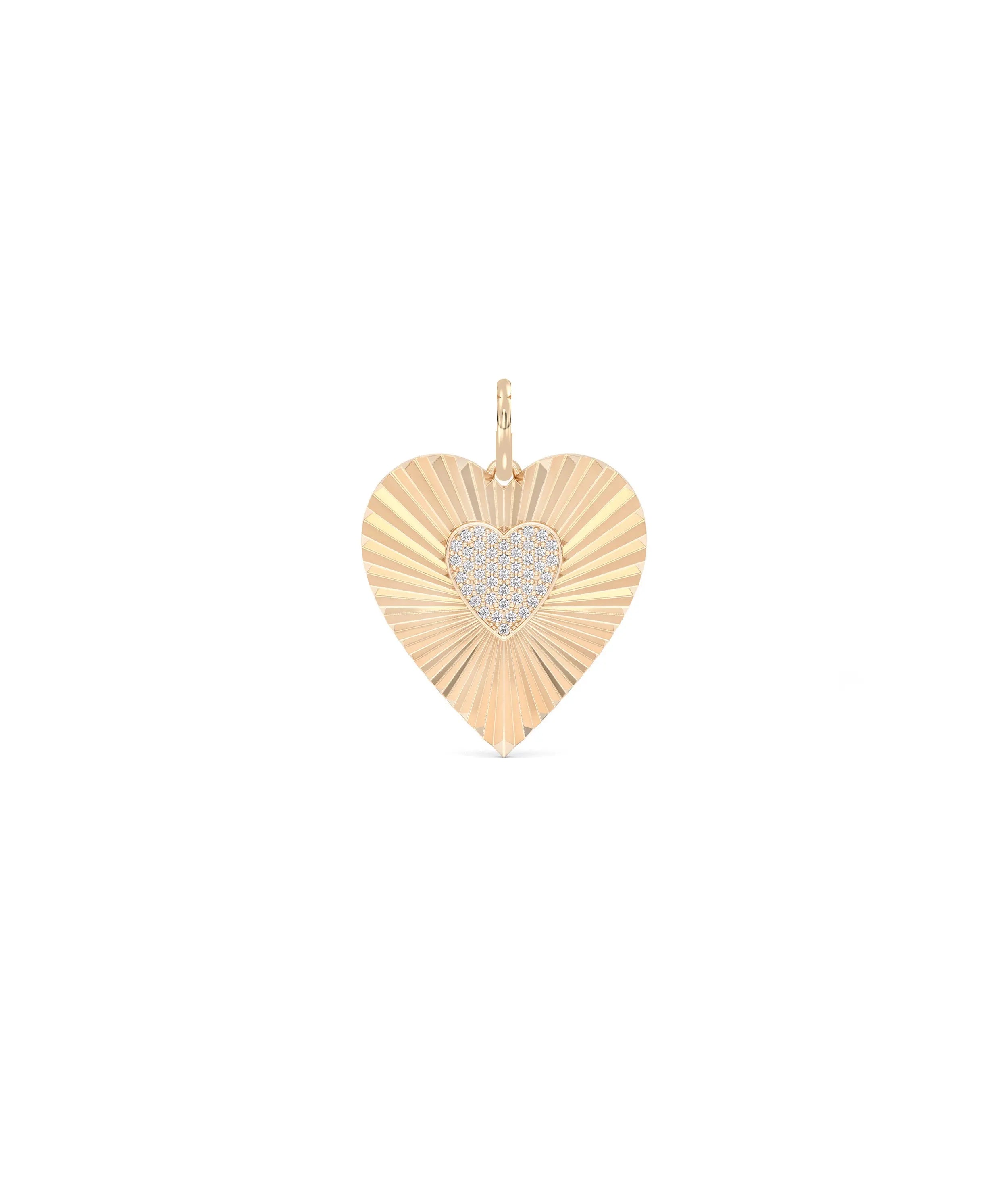 Rose gold fluted heart charm practical romantic jewelry with refined diamonds