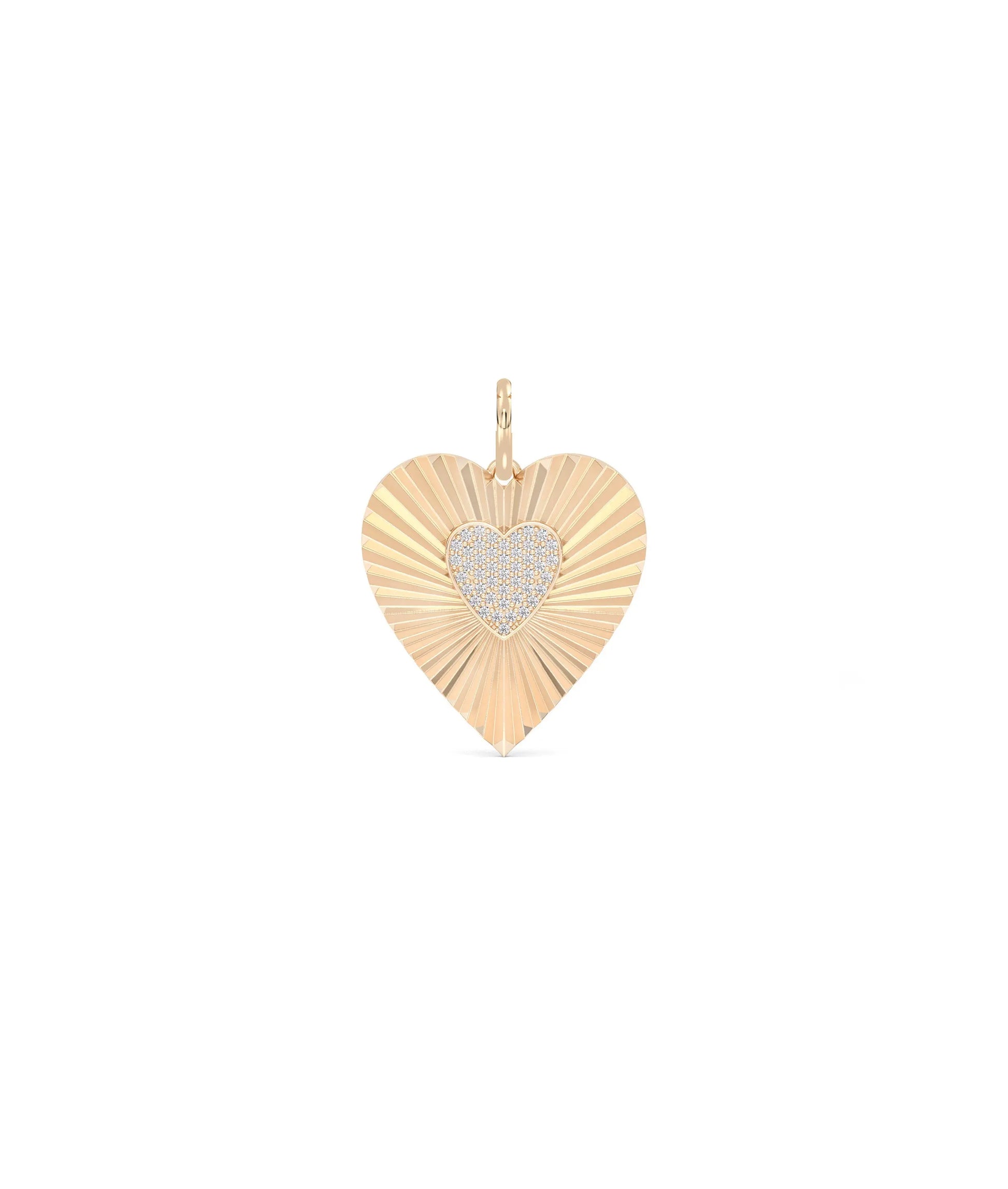 Rose gold fluted heart charm practical romantic jewelry with refined diamonds