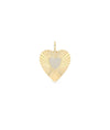 Fluted heart charm front view in yellow gold with balanced romantic design