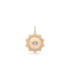 Rose gold fluted solitaire evil eye charm talismanic design with brilliant solitaire