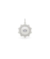White gold fluted solitaire evil eye charm with protective eye symbol design