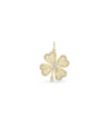 Fluted clover charm front view in yellow gold with four-leaf lucky design