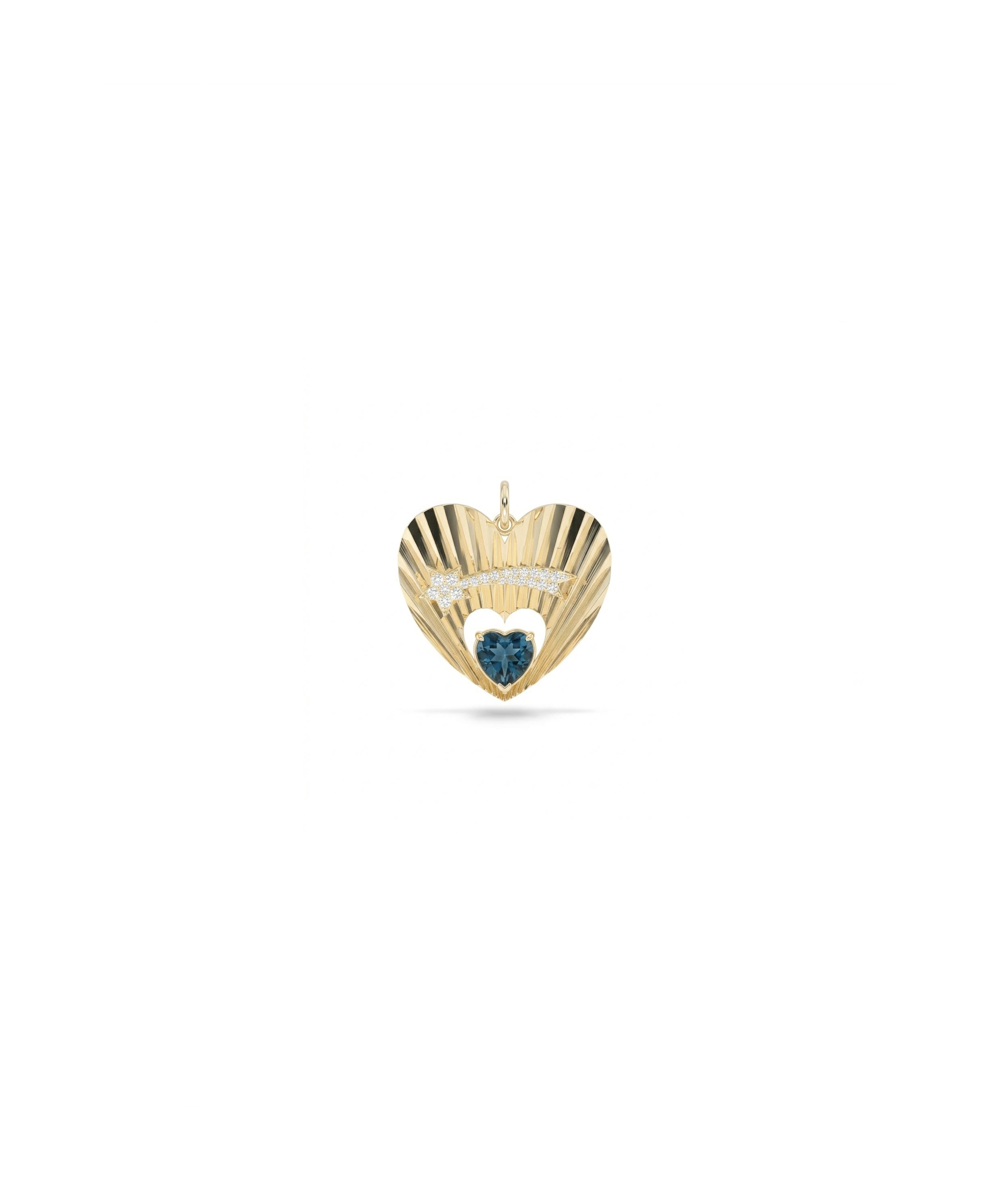 Fluted Shooting Star Heart Charm Gold