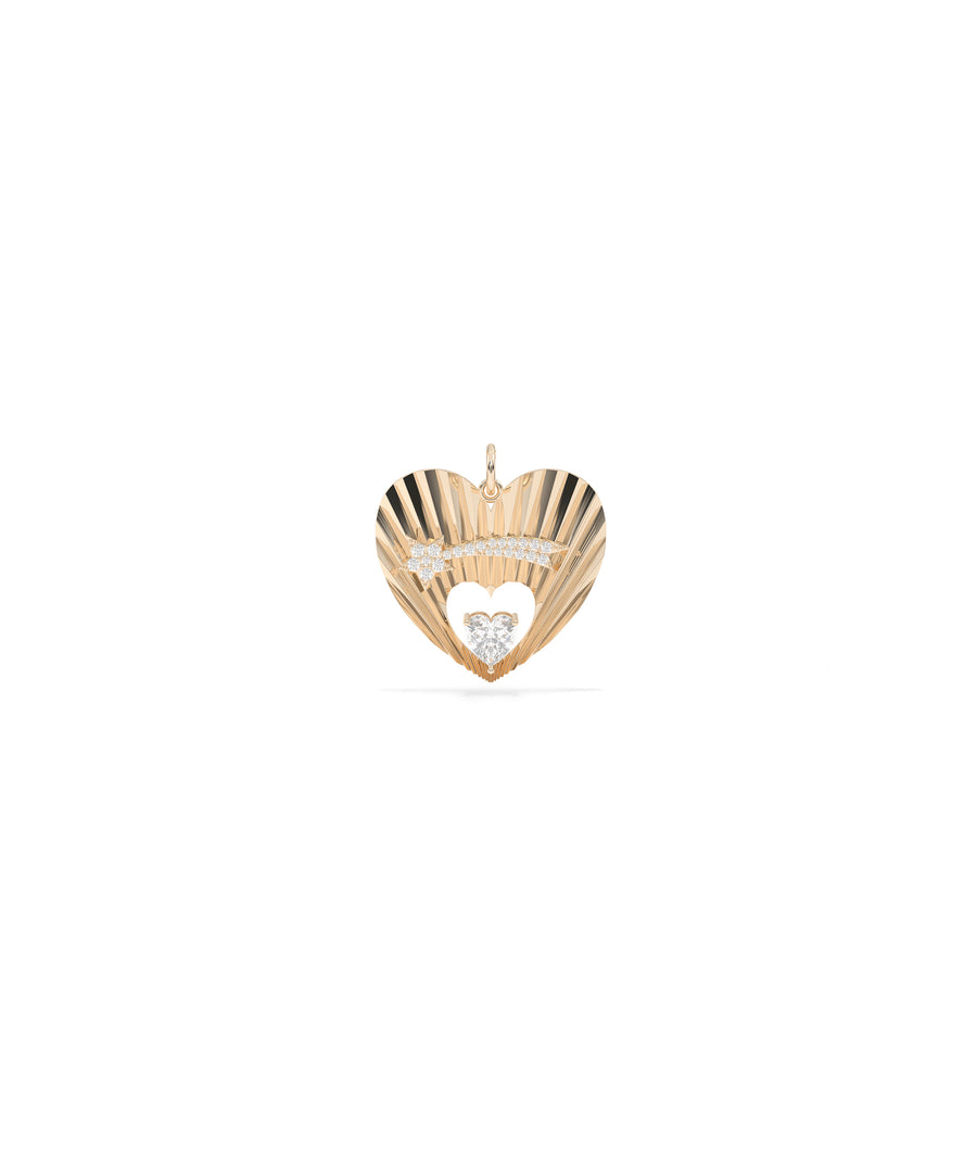 Fluted Shooting Star Heart Charm