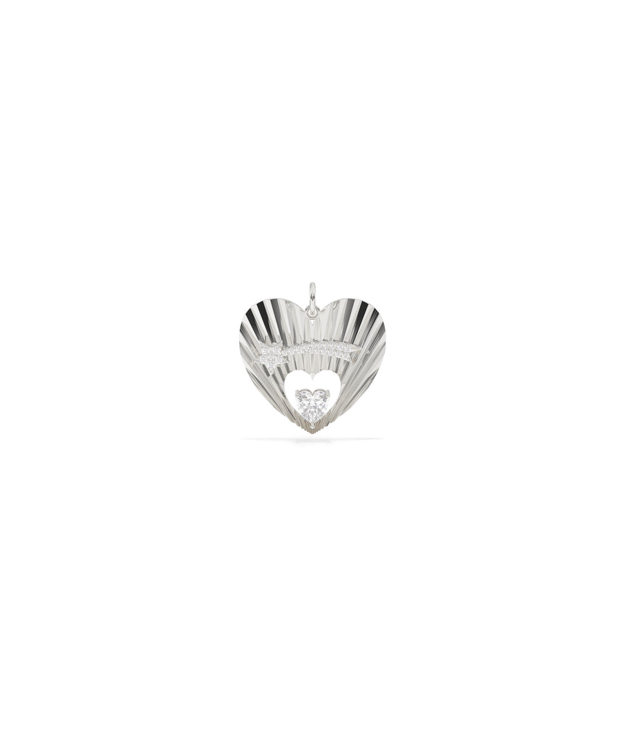 Fluted Shooting Star Heart Charm
