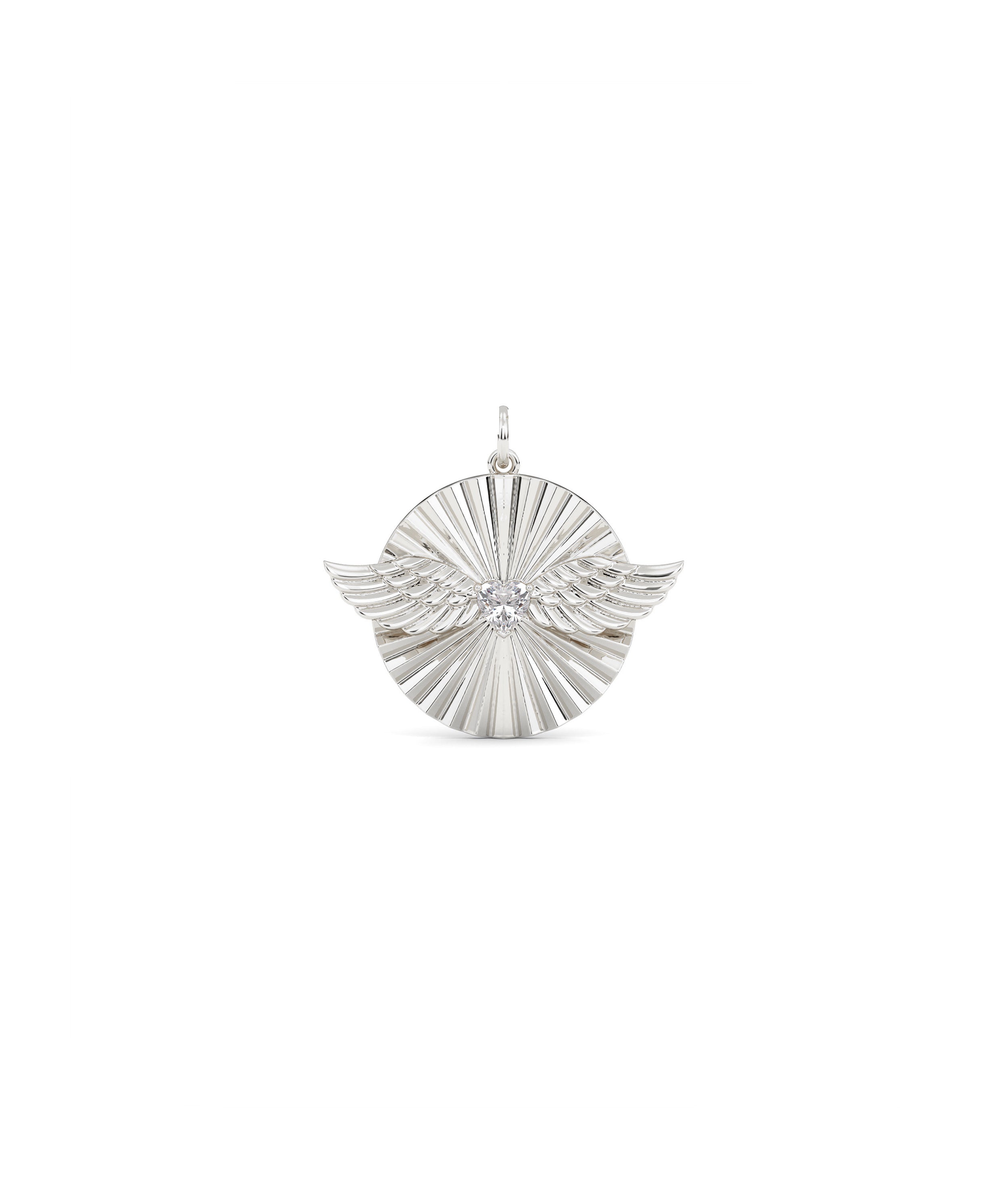 Fluted Solitaire Wings Charm Gold Pendant