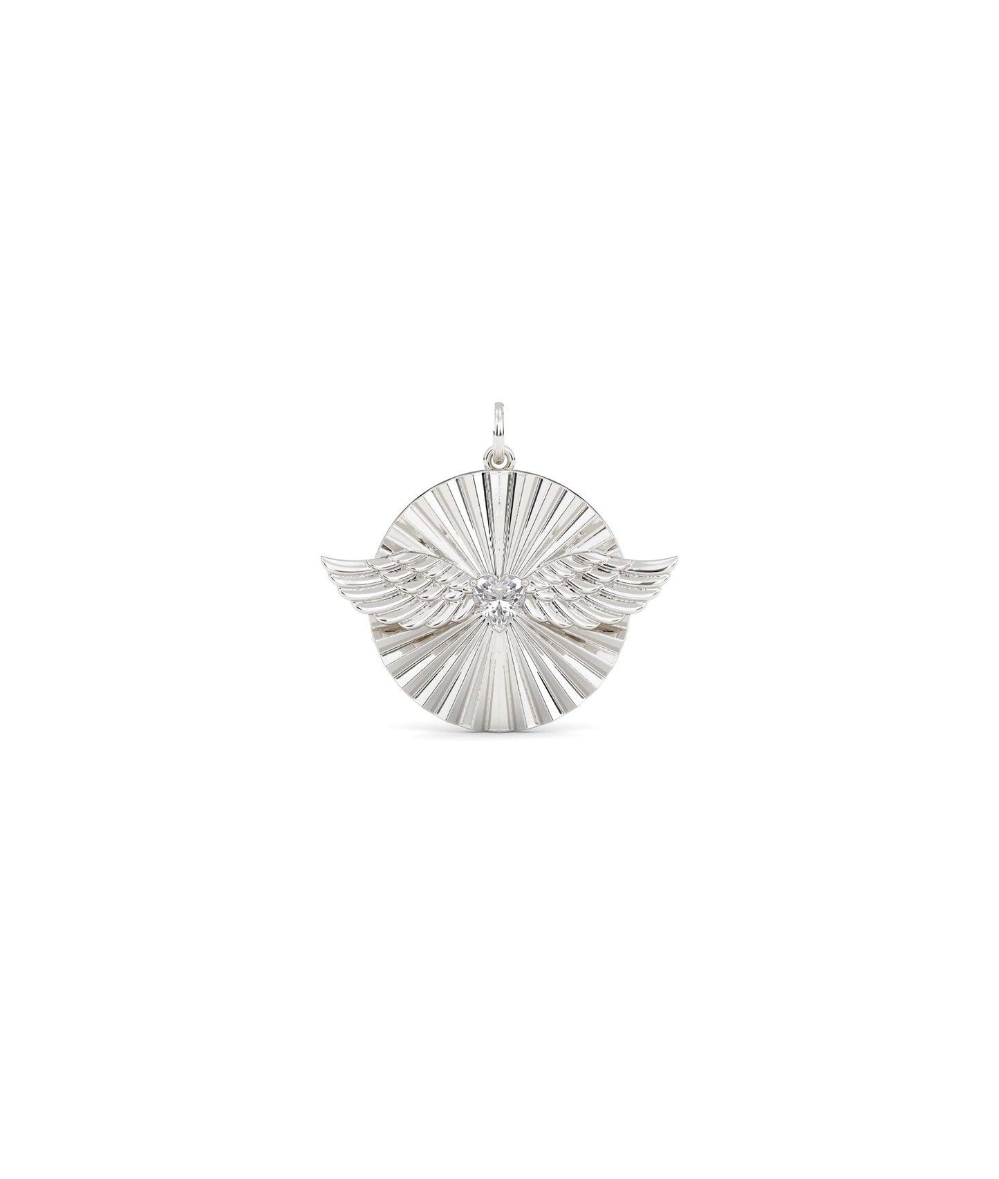 Fluted Solitaire Wings Charm Gold Pendant