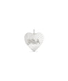 White gold fluted initials heart charm with personalized initials and elegant detail