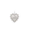 White gold fluted initials heart charm with couples initials and romantic design