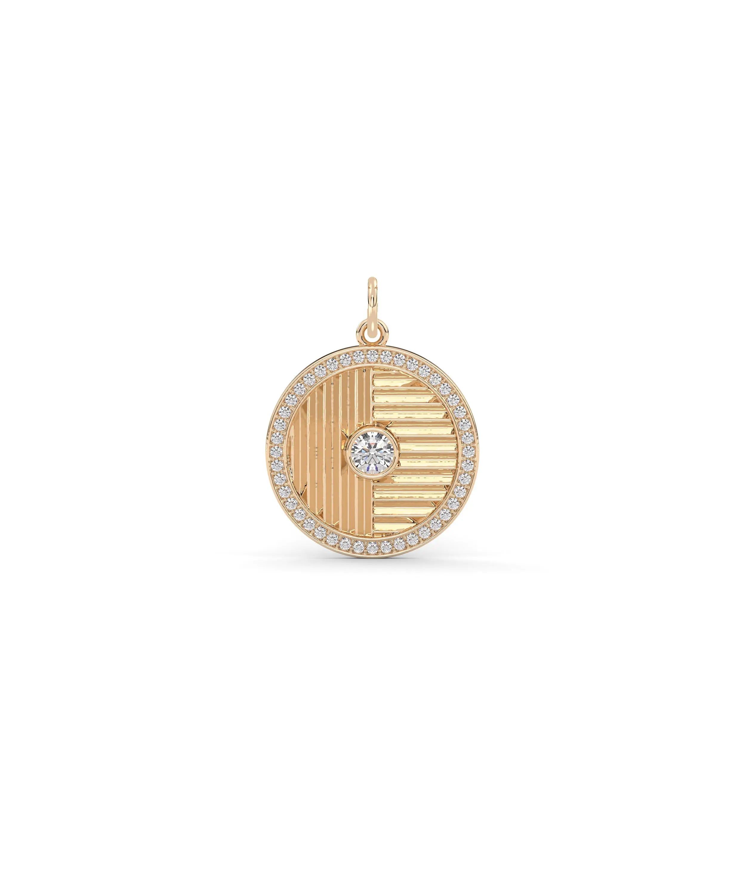 Rose gold fluted charm sophisticated circular design with textured detail