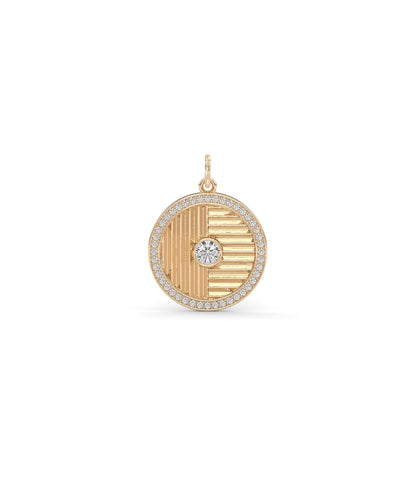 Rose gold fluted charm sophisticated circular design with textured detail