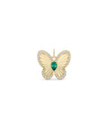 Fluted Butterfly Charm Diamond Gold Pendant