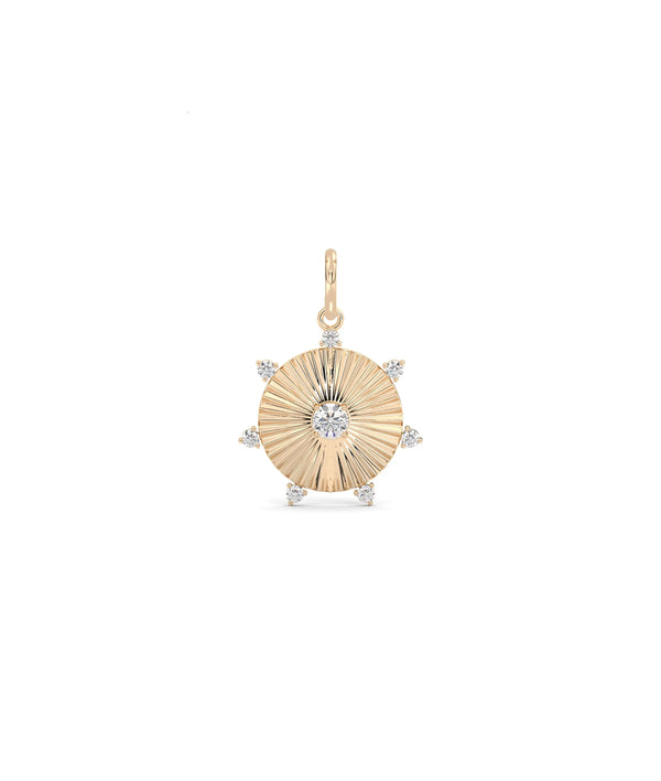 Rose gold fluted circle charm luxury design with commanding circular presence alternate view