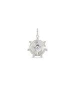 White gold fluted circle charm statement piece with exceptional diamond brilliance