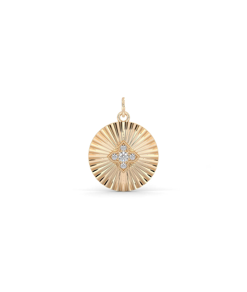 Rose gold fluted circle charm timeless elegant design with refined detail