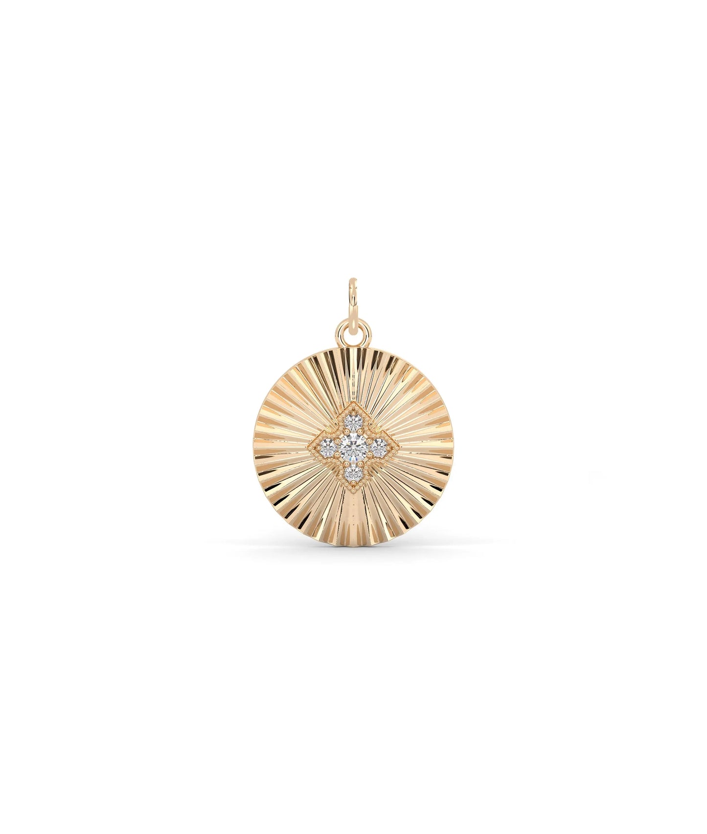Rose gold fluted circle charm timeless elegant design with refined detail