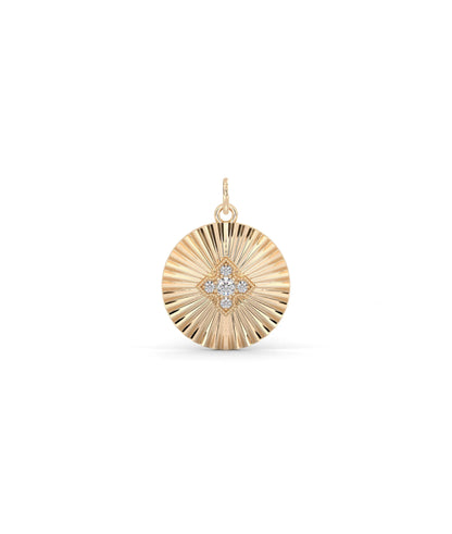 Rose gold fluted circle charm timeless elegant design with refined detail