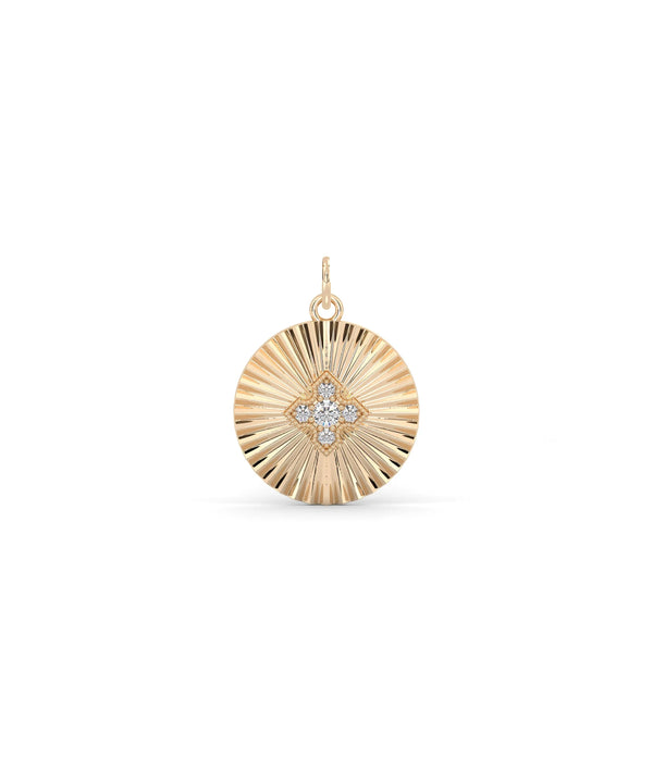 Rose gold fluted circle charm timeless elegant design with refined detail alternate view