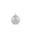 White gold fluted circle charm with sophisticated circular shape and texture