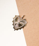 Fluted Heart Charm Luxury Diamond Gold