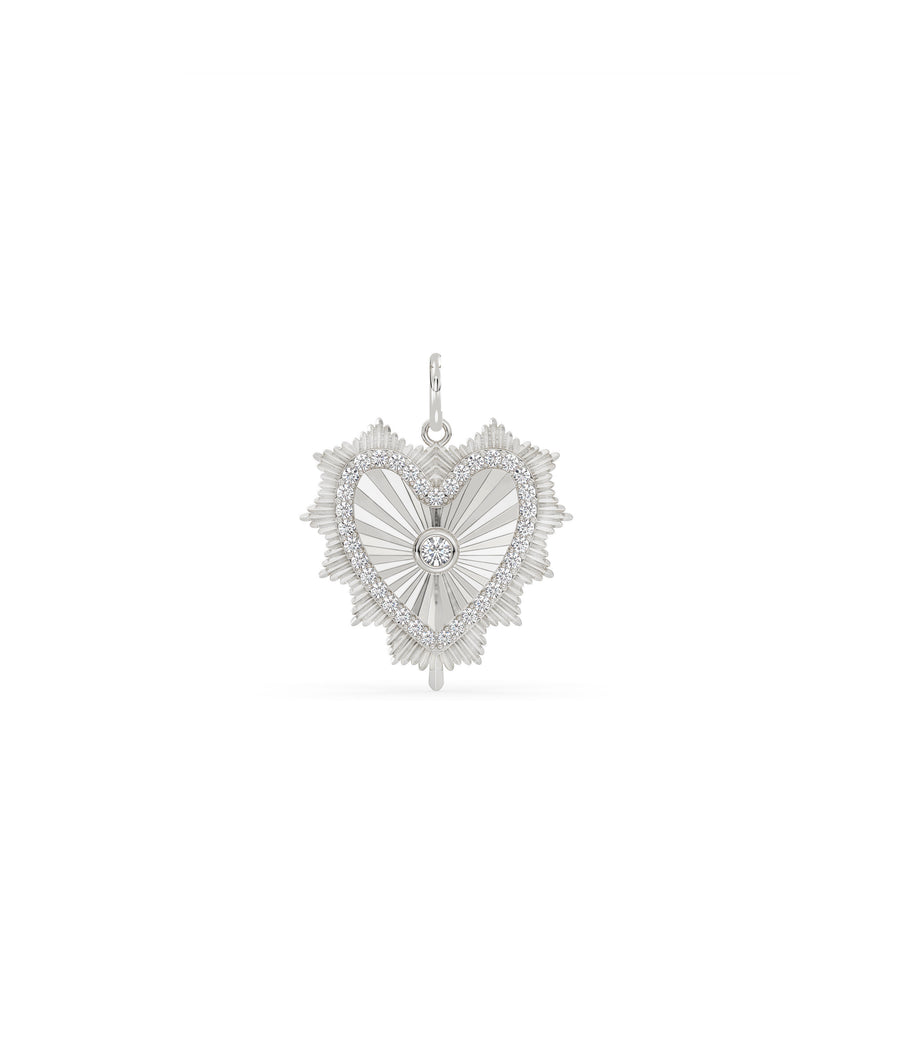 Fluted Heart Diamond Charm