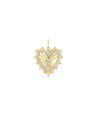 Fluted heart charm front view in yellow gold with exceptional diamond coverage