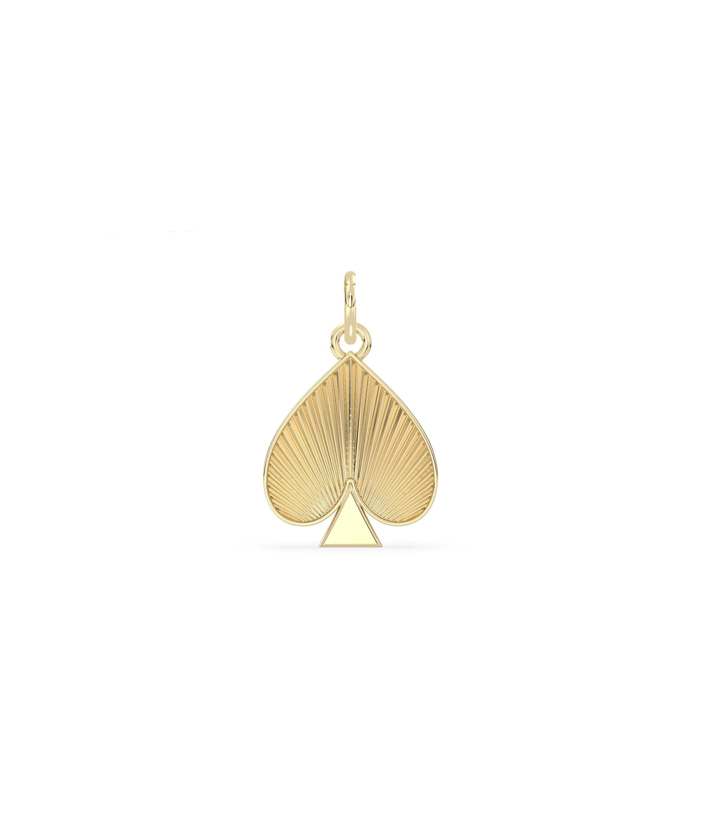 Fluted charm of spades front view in yellow gold with iconic card symbol