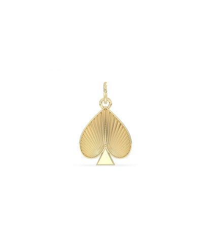 Fluted charm of spades front view in yellow gold with iconic card symbol