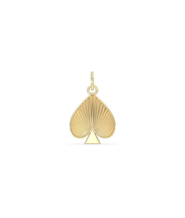 Fluted charm of spades front view in yellow gold with iconic card symbol