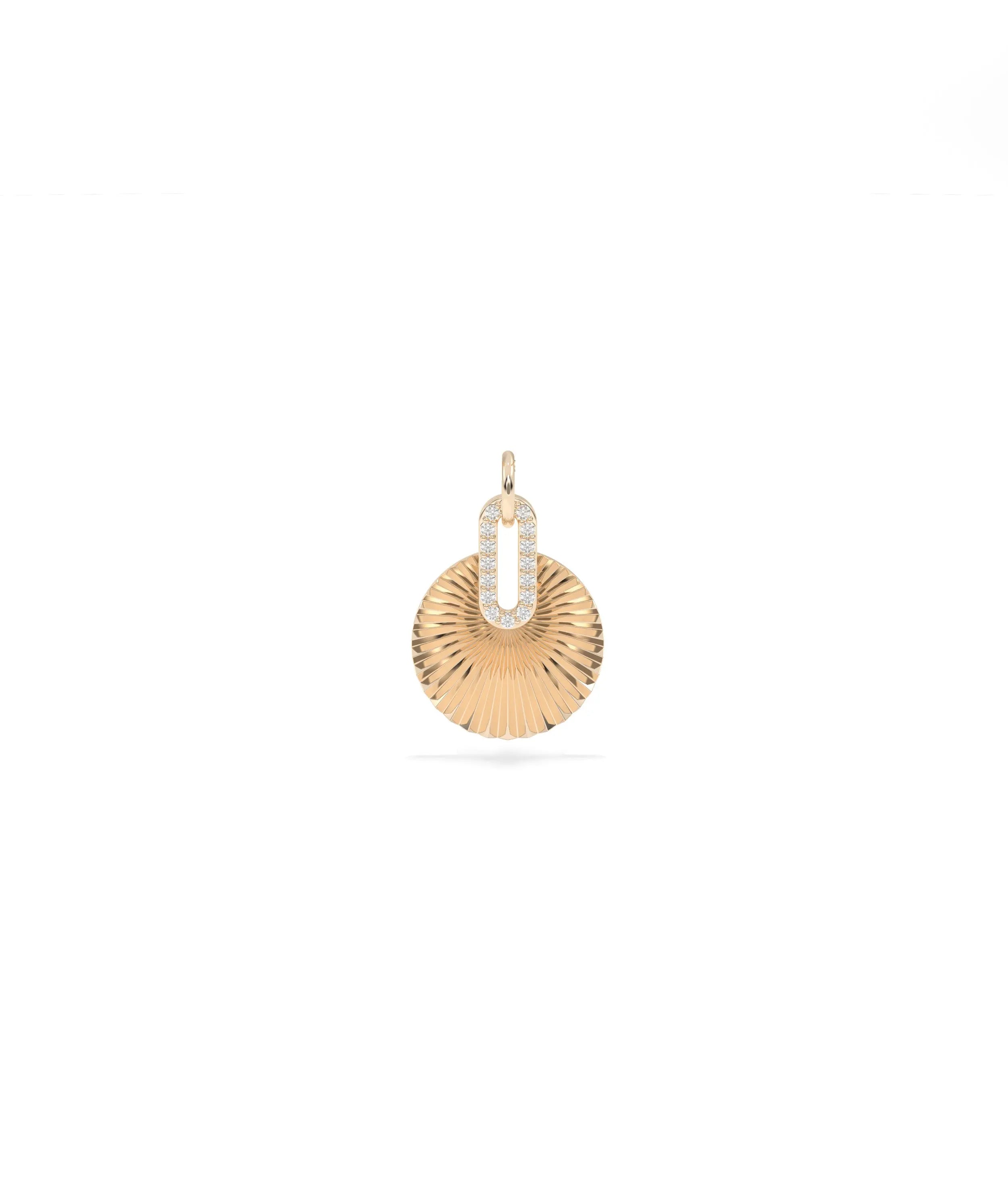 Rose gold fluted charm simple elegant circular shape with sparkle