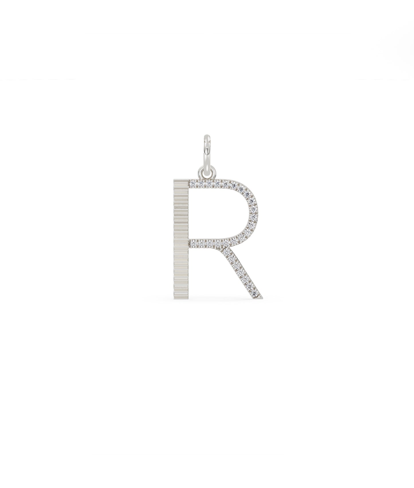 Fluted Diamond Initial Charm Personalized Gold